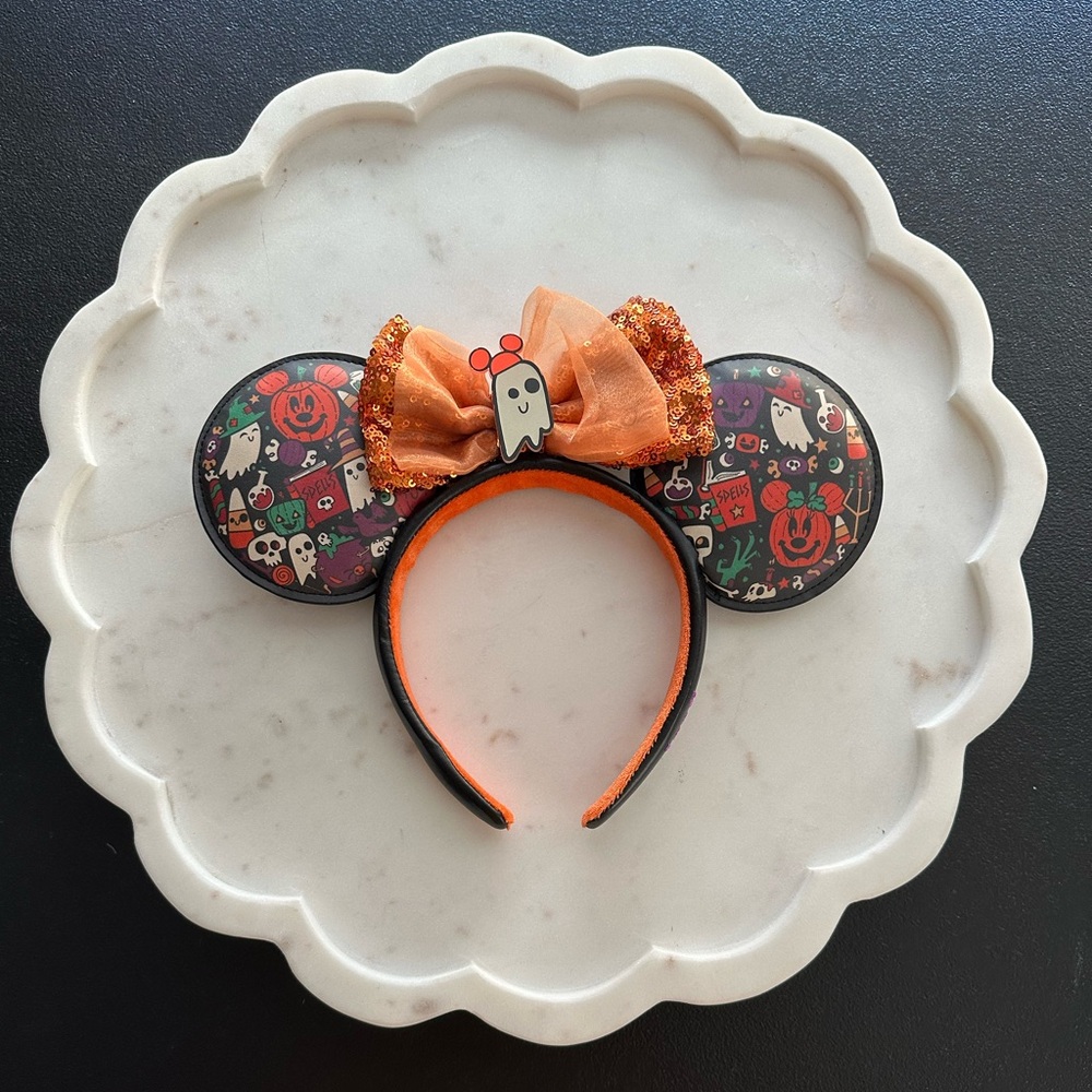 Disney Parks Halloween Sequined Disney Ears Headband